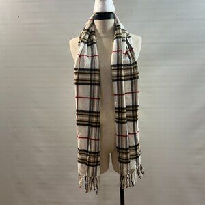 White Plaid Cotton Scarf